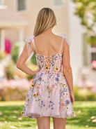Sarah | A - Line Black Short Homecoming Dress with 3D Flowers - KissProm