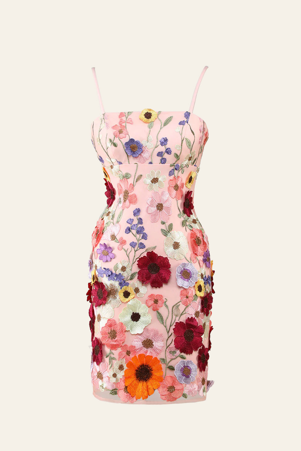 Sheath Spaghetti Straps 3D Flower Homecoming Dress