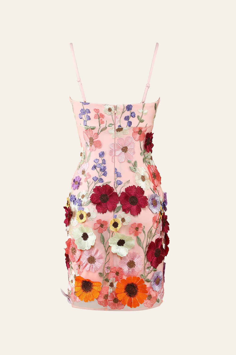 Sheath Spaghetti Straps 3D Flower Homecoming Dress