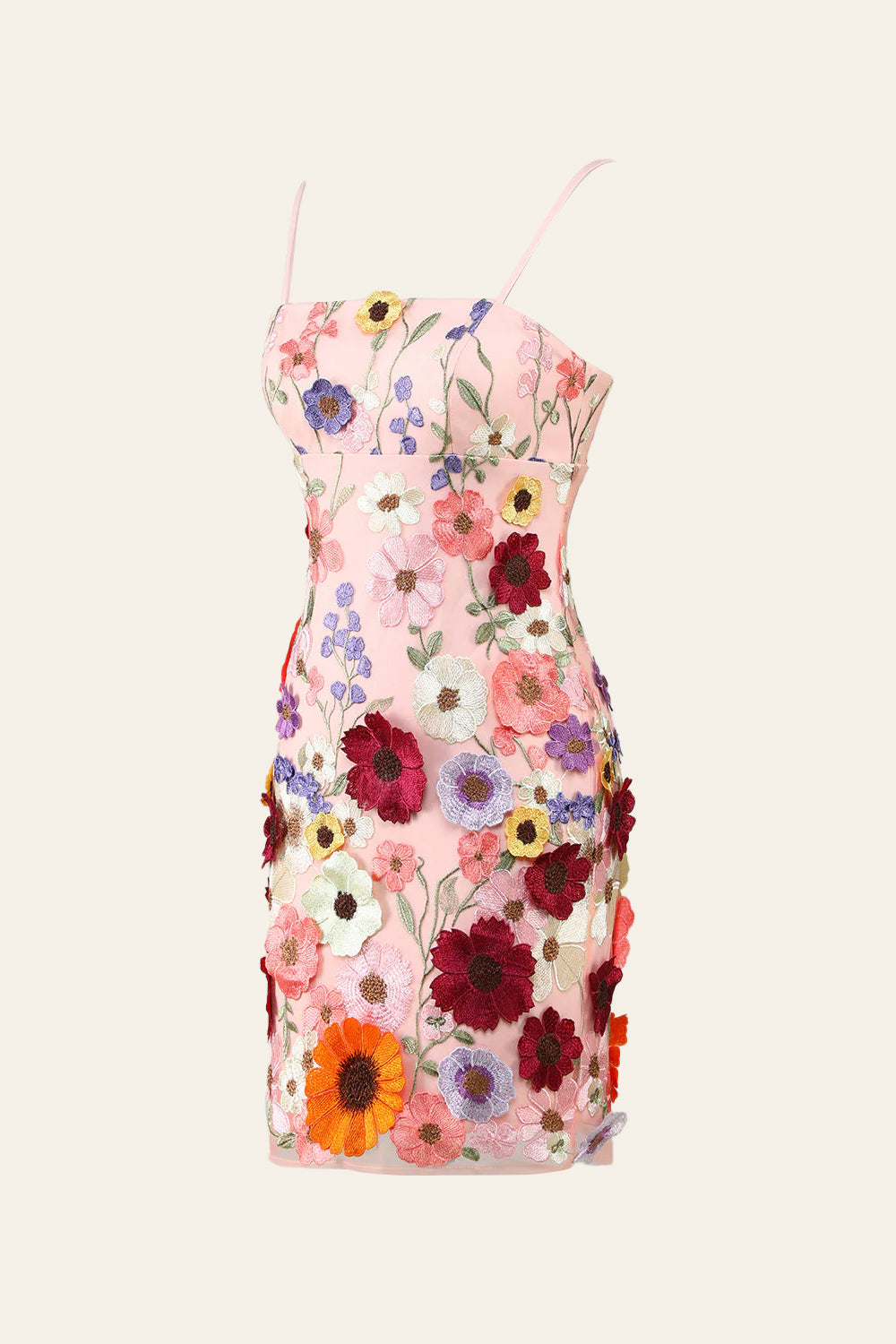 Sheath Spaghetti Straps 3D Flower Homecoming Dress