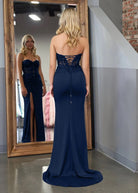 Amaya |Sheath Sweetheart Long Satin Prom Dress with Slit - KissProm
