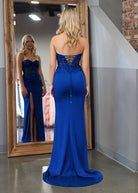 Amaya |Sheath Sweetheart Long Satin Prom Dress with Slit - KissProm