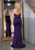 Amaya |Sheath Sweetheart Long Satin Prom Dress with Slit - KissProm
