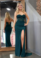 Amaya |Sheath Sweetheart Long Satin Prom Dress with Slit - KissProm