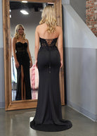 Amaya |Sheath Sweetheart Long Satin Prom Dress with Slit - KissProm