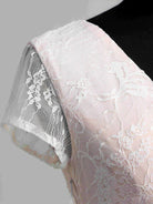 KissDress-Short Sleeve V-neck Pleated Long Lace Wedding Dress