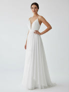 KissDress-Serafina  A-Line V Neck Straps Spaghetti Sheath Chiffon Wedding Dress