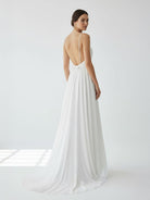 KissDress-Serafina  A-Line V Neck Straps Spaghetti Sheath Chiffon Wedding Dress