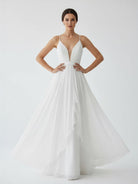 KissDress-Serafina  A-Line V Neck Straps Spaghetti Sheath Chiffon Wedding Dress