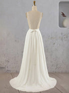 KissDress-Serafina  A-Line V Neck Straps Spaghetti Sheath Chiffon Wedding Dress