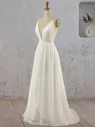 KissDress-Serafina  A-Line V Neck Straps Spaghetti Sheath Chiffon Wedding Dress