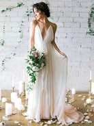KissDress-Serafina  A-Line V Neck Straps Spaghetti Sheath Chiffon Wedding Dress