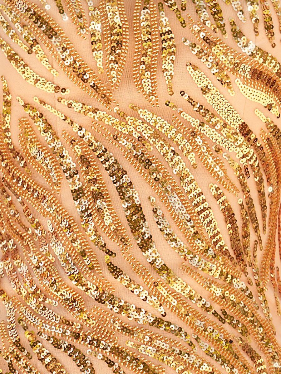 Eleri | Sparkly Sheath Spaghetti Straps Gold Short Homecoming Dress with Tassel - KissProm