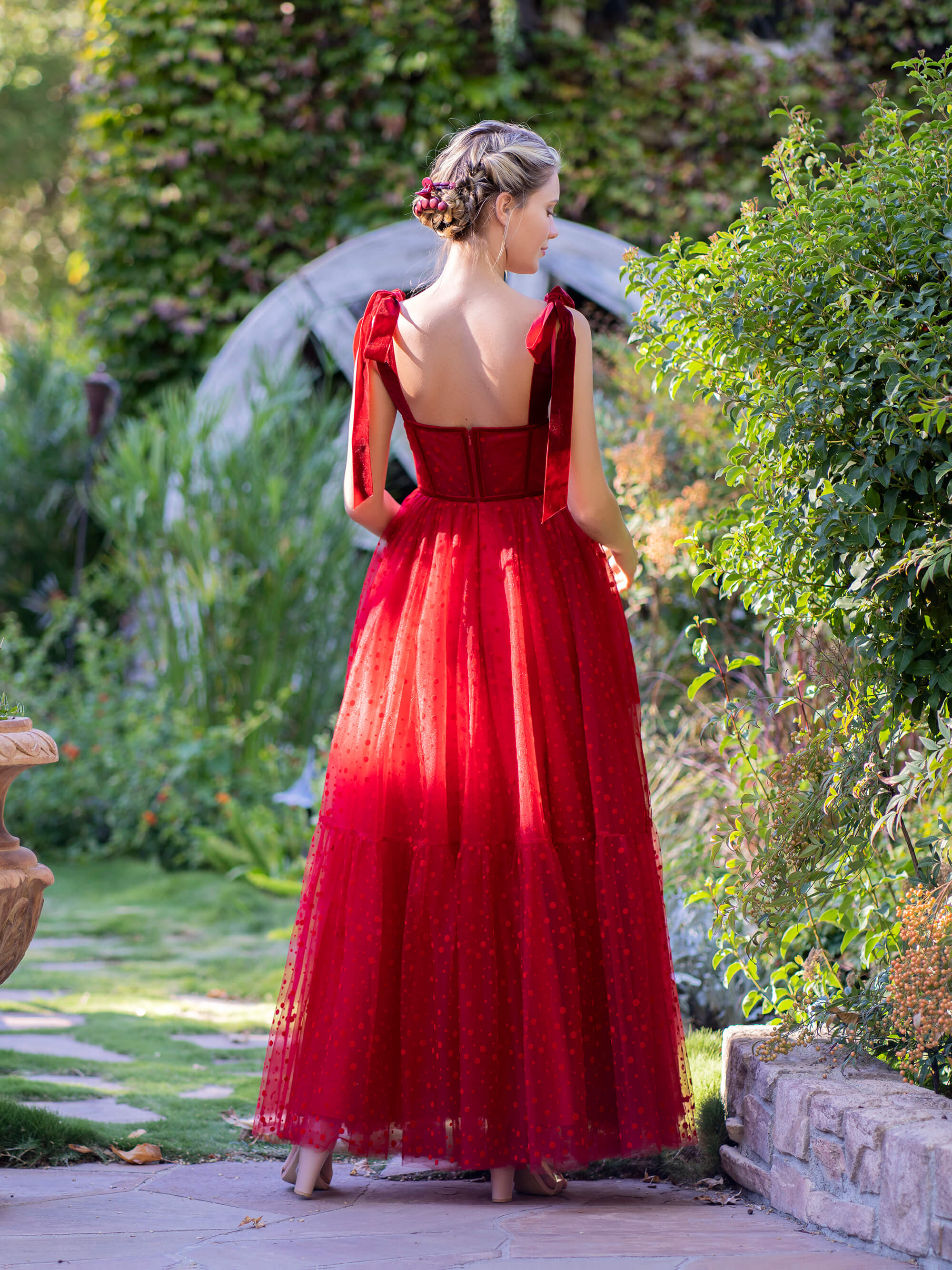 Corset Dotted Tulle Maxi Length Prom Dress – KissDress