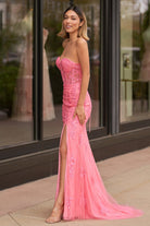 Nyomi |Mermaid Strapless Corset Lace Prom Dress with Slit - KissProm
