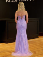 Nyomi |Mermaid Strapless Corset Lace Prom Dress with Slit - KissProm