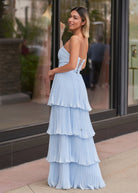 Khalani | Strapless Emerald Green Ruffle Multi - Layer Long Prom Dress - KissProm