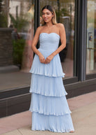Khalani | Strapless Emerald Green Ruffle Multi - Layer Long Prom Dress - KissProm