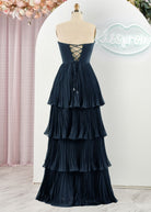 Khalani | Strapless Emerald Green Ruffle Multi - Layer Long Prom Dress - KissProm