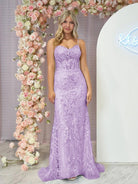 Margaret | Straps Light Blue V - Neck Sequin Appliques Mermaid Prom Dress - KissProm