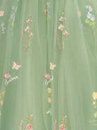 Sweetheart Embroidery Tea - Length Tulle Puff Sleeves Floral Corset Prom Dress - KissProm