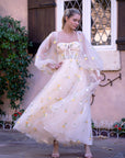 Sweetheart Neck Embroidered Lace Maxi Length Tulle Gown