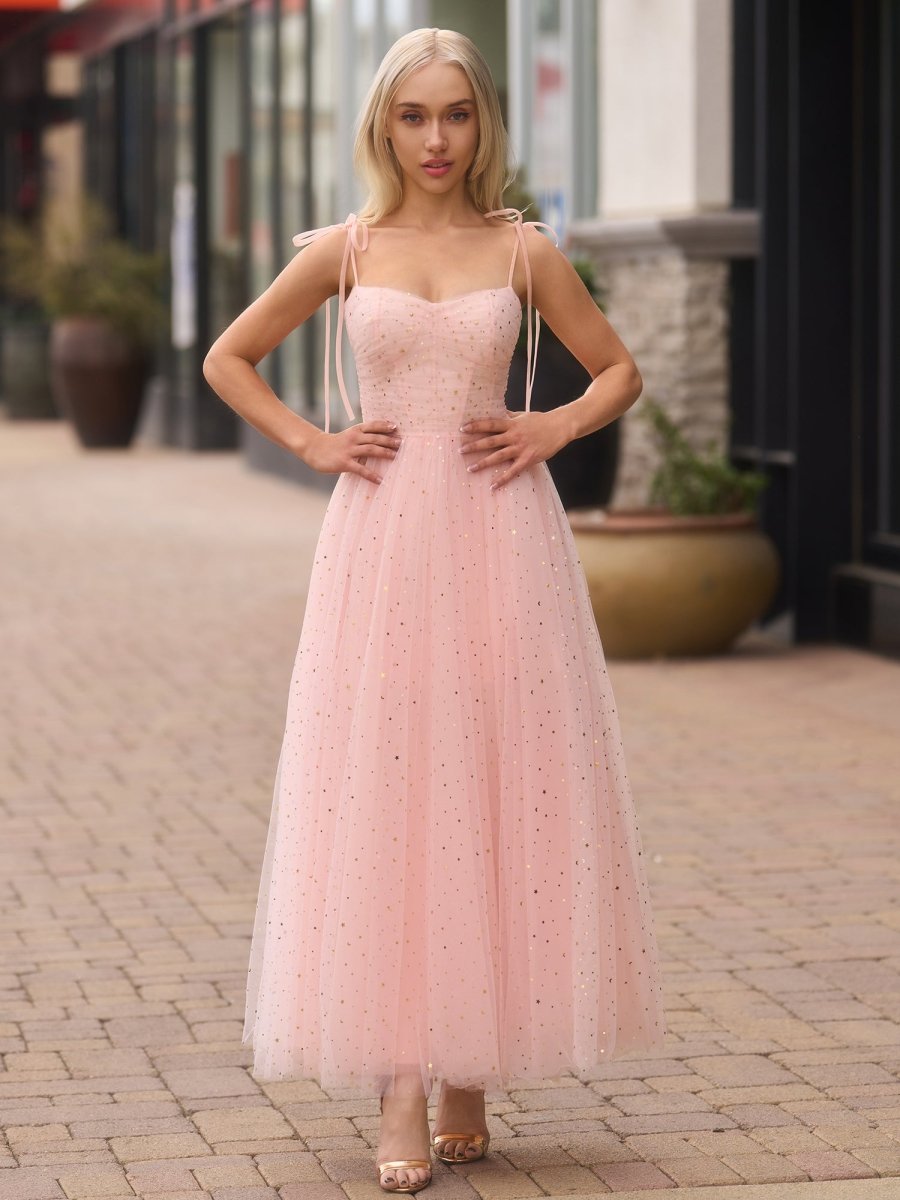 Sweetheart Neckline Starlit Cloar Maxi Length Tulle Prom Dress - KissProm