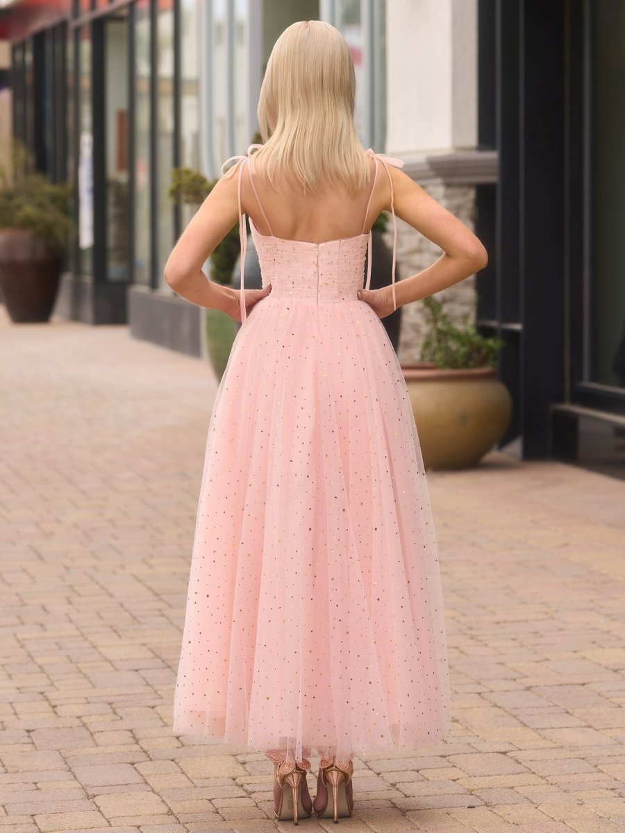 Sweetheart Neckline Starlit Cloar Maxi Length Tulle Prom Dress - KissProm