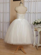 KissDress-Sweetheart Empire Tea-Length Tulle Wedding Dress With Lace-Up Back
