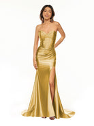 Abby | Sweetheart Fuchsia Pleated Mermaid Long Prom Dress - KissProm