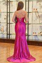 Abby | Sweetheart Fuchsia Pleated Mermaid Long Prom Dress - KissProm