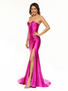 Abby | Sweetheart Fuchsia Pleated Mermaid Long Prom Dress - KissProm