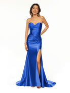 Abby | Sweetheart Fuchsia Pleated Mermaid Long Prom Dress - KissProm