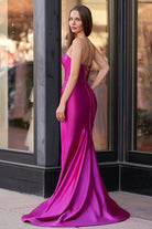Abby | Sweetheart Fuchsia Pleated Mermaid Long Prom Dress - KissProm