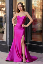 Abby | Sweetheart Fuchsia Pleated Mermaid Long Prom Dress - KissProm