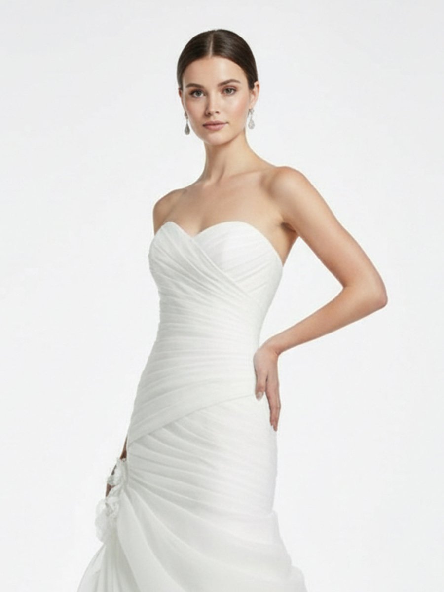 KissDress-Sweetheart Mermaid Organza Wedding Dress With Ruching and Ruffles