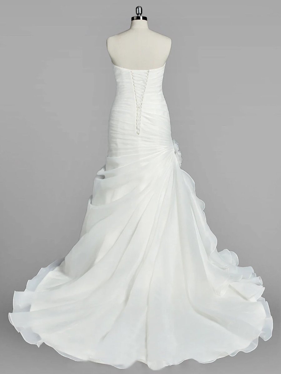 KissDress-Sweetheart Mermaid Organza Wedding Dress With Ruching and Ruffles