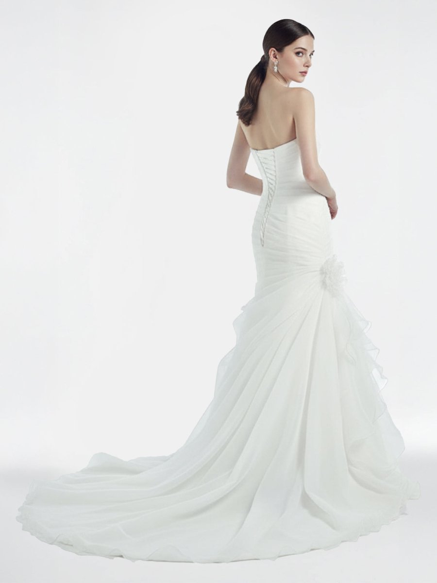 KissDress-Sweetheart Mermaid Organza Wedding Dress With Ruching and Ruffles