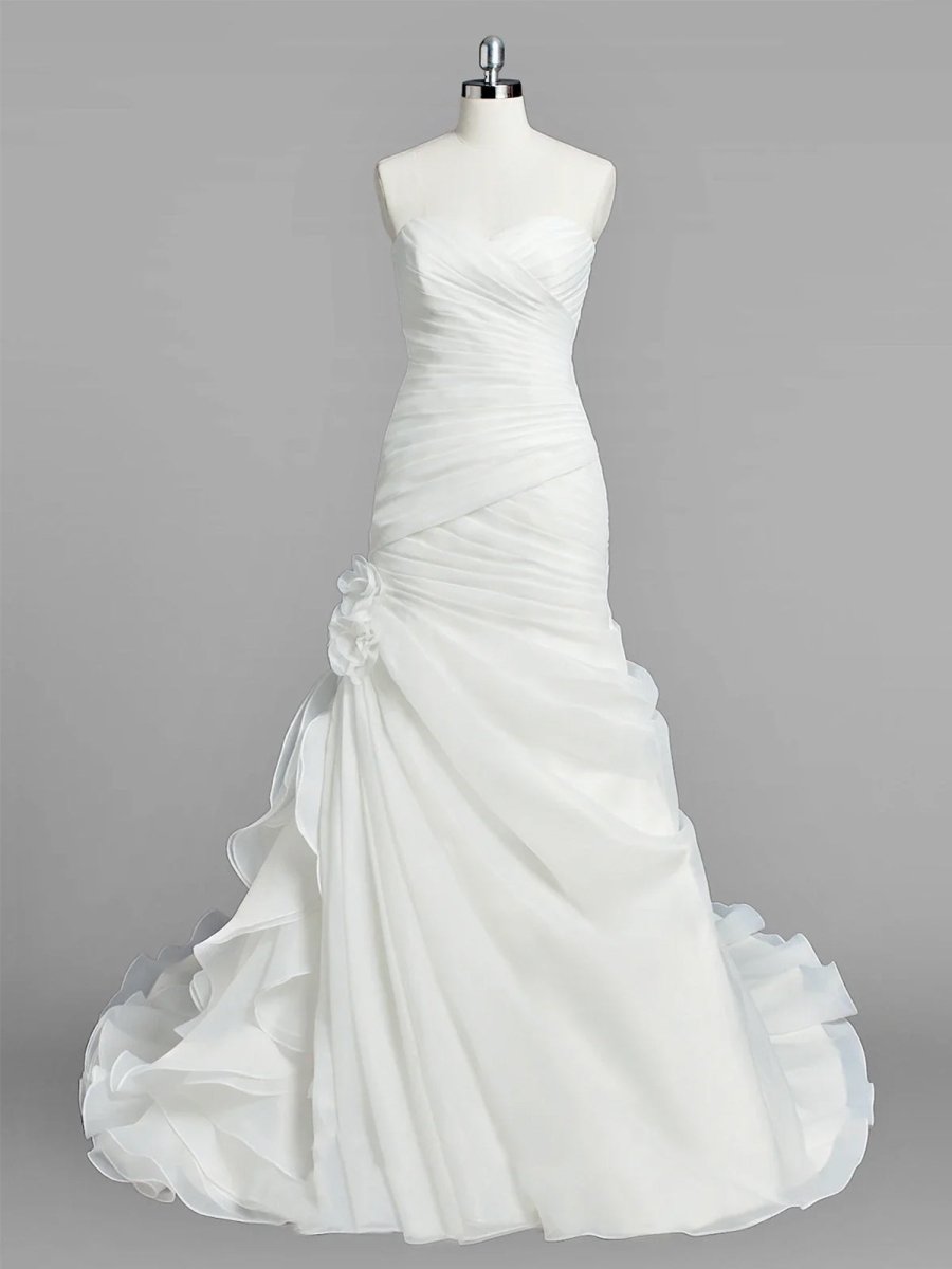 KissDress-Sweetheart Mermaid Organza Wedding Dress With Ruching and Ruffles