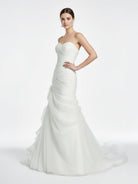 KissDress-Sweetheart Mermaid Organza Wedding Dress With Ruching and Ruffles