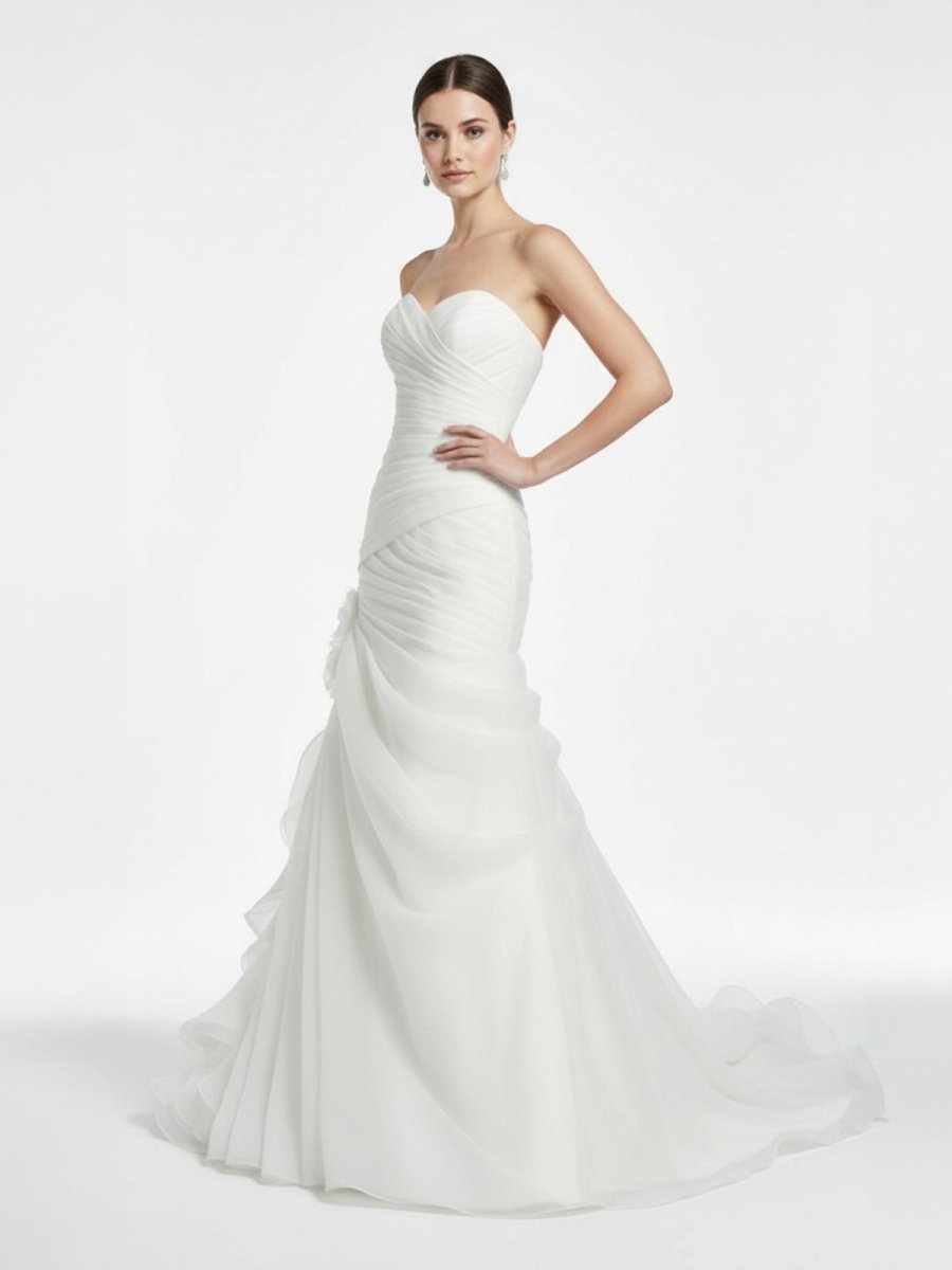 KissDress-Sweetheart Mermaid Organza Wedding Dress With Ruching and Ruffles