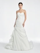 KissDress-Sweetheart Mermaid Organza Wedding Dress With Ruching and Ruffles