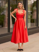 Charlotte |A line Sweetheart Satin Tea Length Homecoming Dress - KissProm