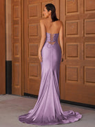 Telah | Glitter Mermaid Yellow Sweetheart Cut - out Long Prom Dress with Beading - KissProm