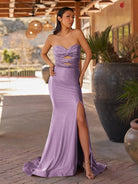 Telah | Glitter Mermaid Yellow Sweetheart Cut - out Long Prom Dress with Beading - KissProm