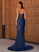 Telah | Glitter Mermaid Yellow Sweetheart Cut - out Long Prom Dress with Beading - KissProm