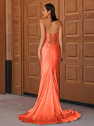 Telah | Glitter Mermaid Yellow Sweetheart Cut - out Long Prom Dress with Beading - KissProm