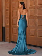 Telah | Glitter Mermaid Yellow Sweetheart Cut - out Long Prom Dress with Beading - KissProm