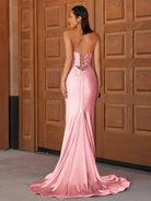 Telah | Glitter Mermaid Yellow Sweetheart Cut - out Long Prom Dress with Beading - KissProm
