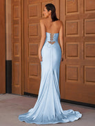 Telah | Glitter Mermaid Yellow Sweetheart Cut - out Long Prom Dress with Beading - KissProm